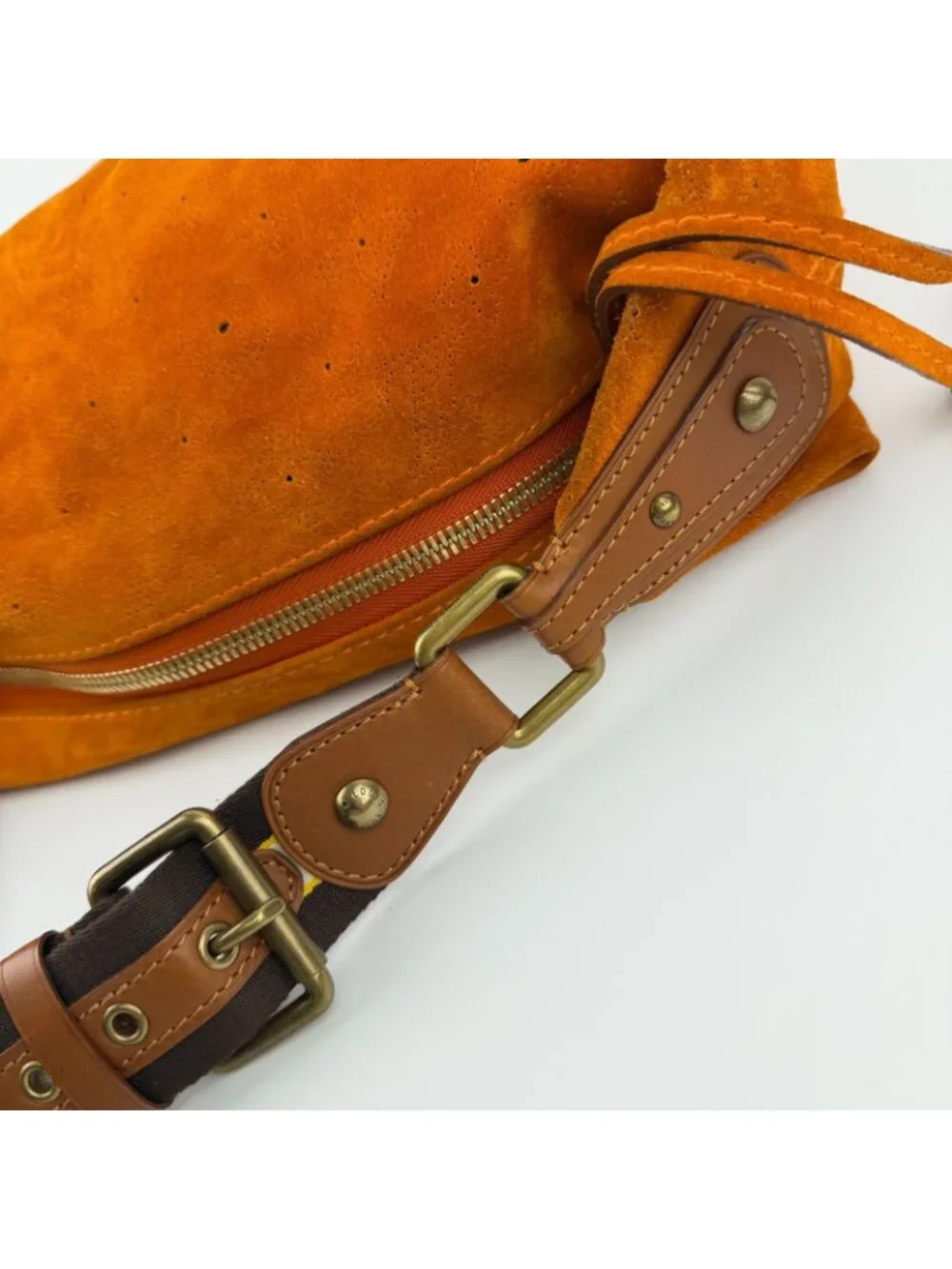 Louis Vuitton Monogram GM Shoulder Bag Bo Orange Suede Vintage - Picture 11 of 15